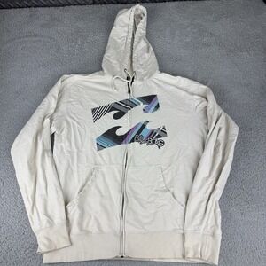 Billabong Vintage Hoodie Full Zip Women's‎ Cream Size Large Y2k
